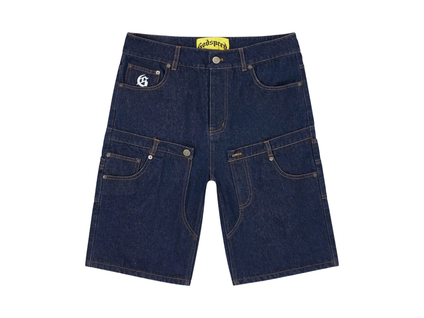 Godspeed Twin Panel Denim Shorts Raw Blue