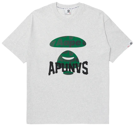AAPE by a Bathing Ape Green Moonface APUNVS T-Shirt Gray
