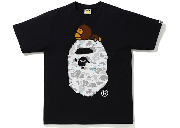 BAPE Space Camo Milo On Big Ape Head T-Shirt Black/Ice Camo
