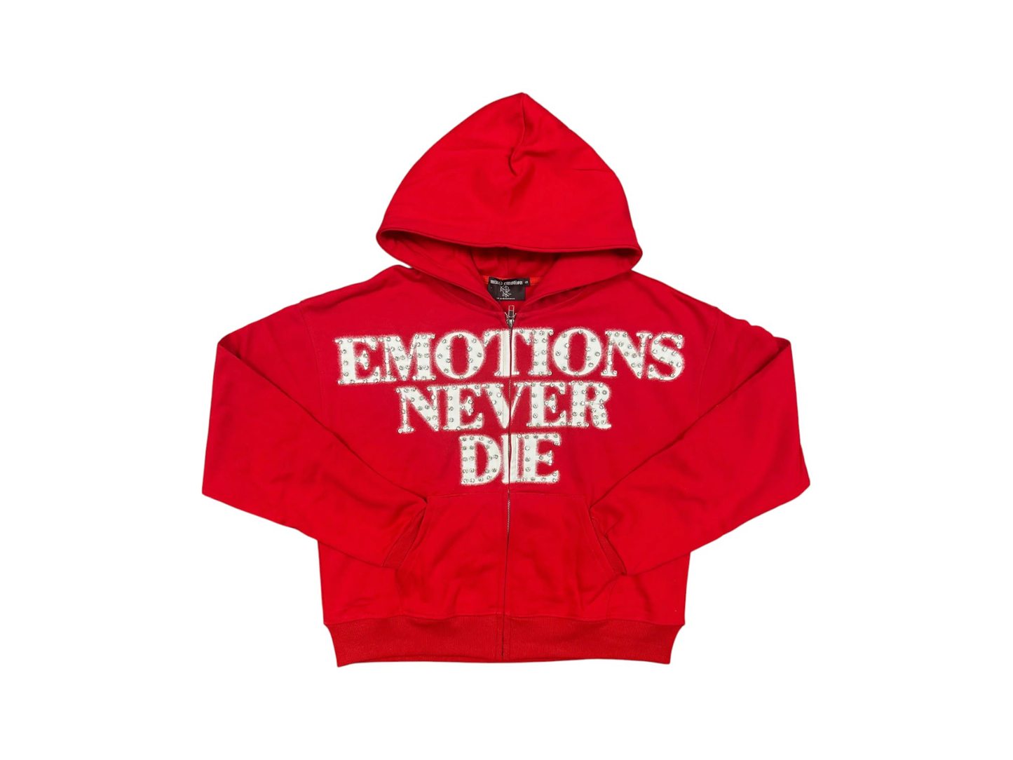 Mixed Emotion End Rhinestone Hoodie Red