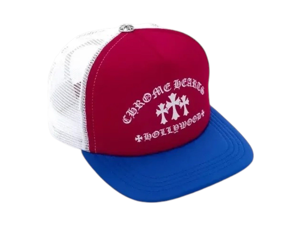 Chrome Hearts Hollywood Triple Cross Trucker Hat Red/Blue/White