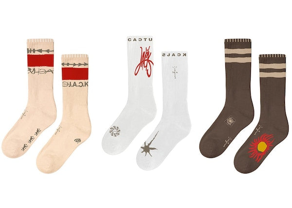 Travis Scott Reverse Jack Socks Trio Brown/White/Cream