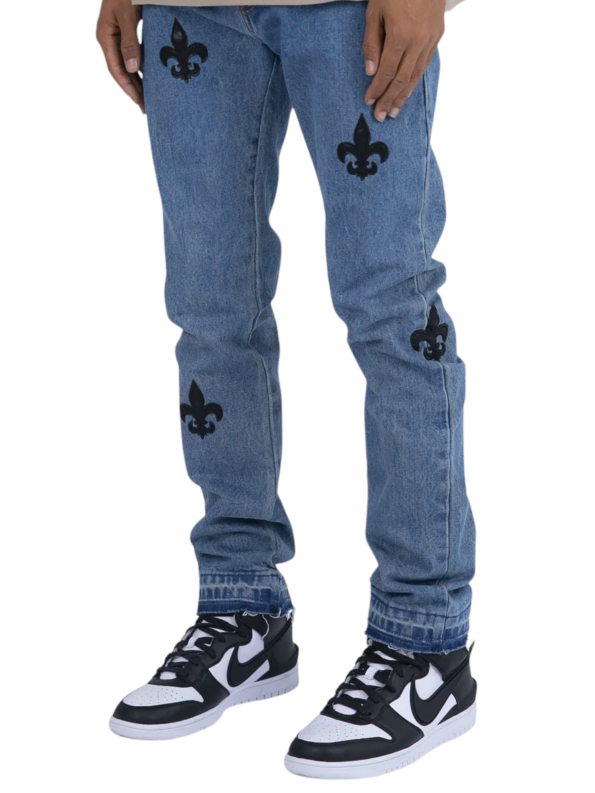 MNML Fleur Straight Denim Jeans Blue/Black