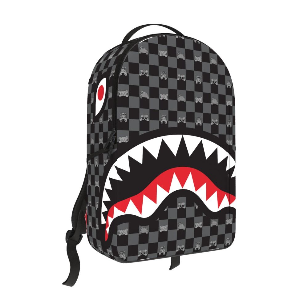Sprayground Peeking Character Check Backpack Gray