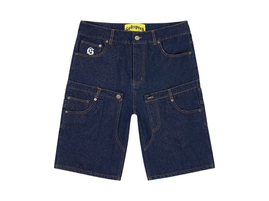 Godspeed Twin Panel Denim Shorts Raw Blue