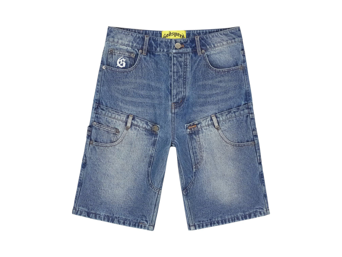 Godspeed Twin Panel Denim Shorts Blue