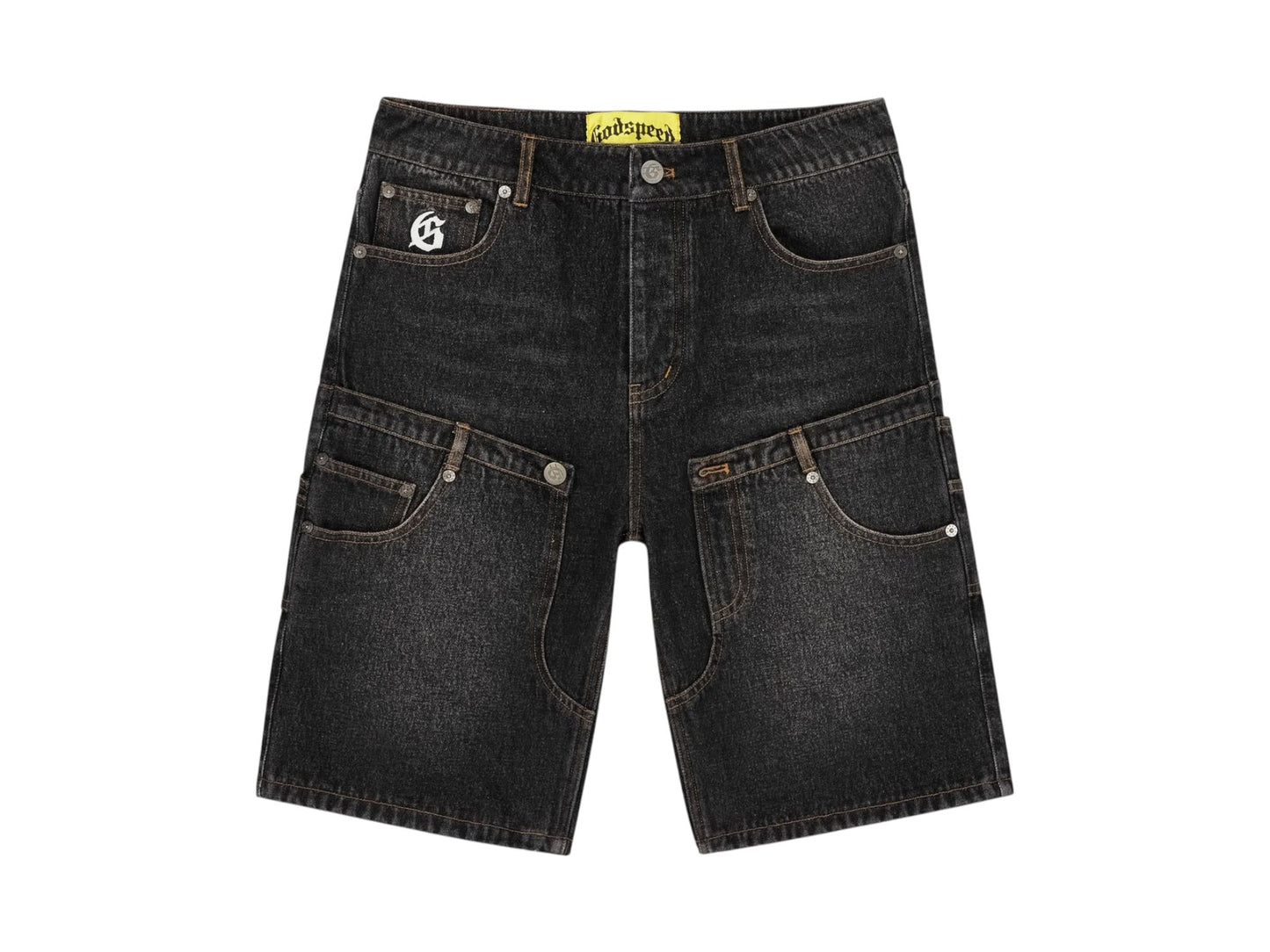 Godspeed Twin Panel Denim Shorts Black