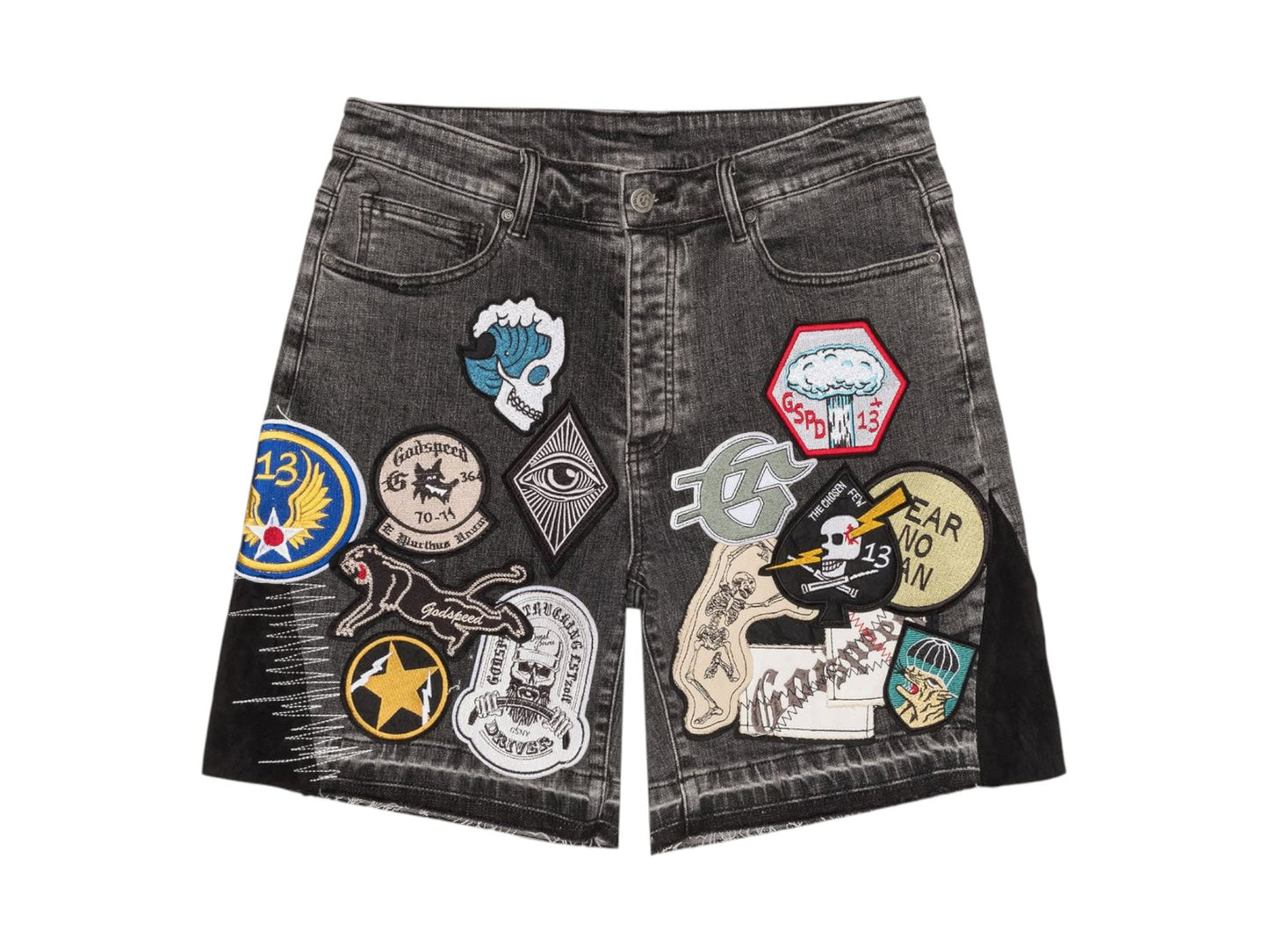 Godspeed Patchwork Denim Shorts V2 Grey