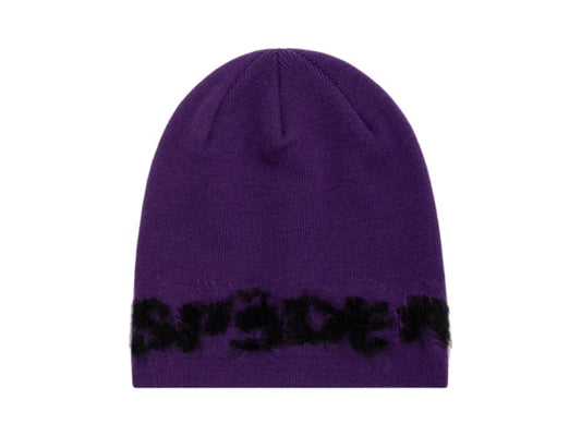Sp5der Fuzzy Logo Mohair Beanie Purple
