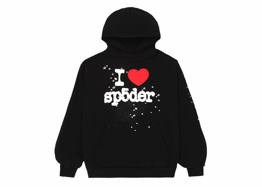 Sp5der I Heart SP5 Hoodie Black