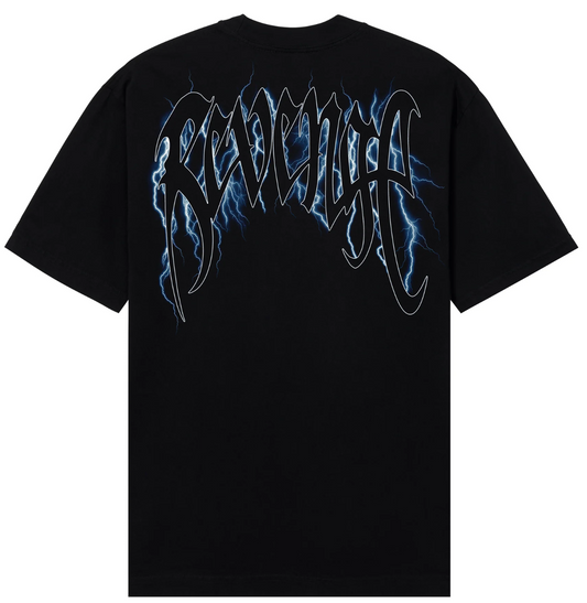 Revenge Blue Lightning Arch Logo T-Shirt Black