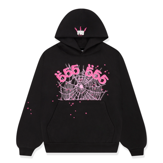 Sp5der Angel Number Hoodie Black/Pink