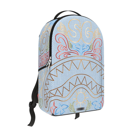 Sprayground Metallic Printed Shark Backpack Denim