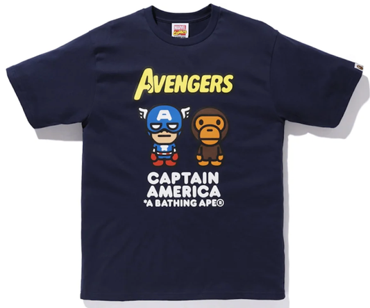 BAPE x Marvel Comics Milo Captain America T-Shirt Black