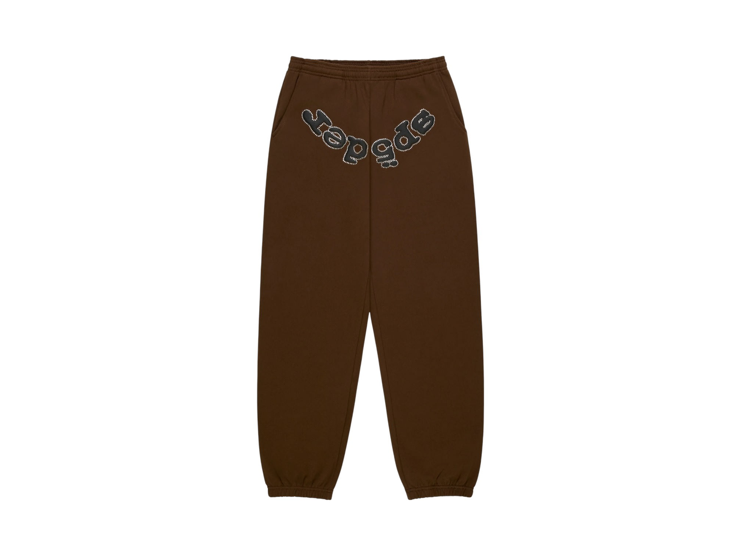 Sp5der Rhinestone OG Logo Sweatpants Brown