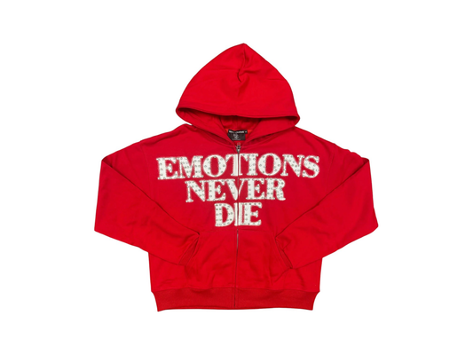 Mixed Emotion End Rhinestone Hoodie Red