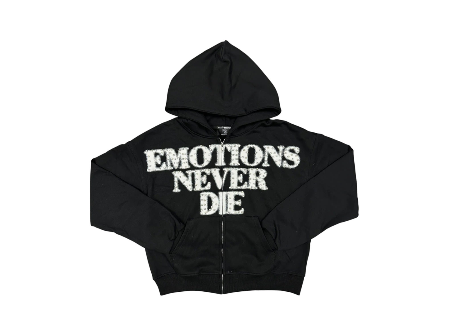 Mixed Emotion End Rhinestone Hoodie Black