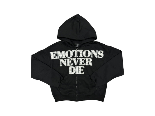 Mixed Emotion End Rhinestone Hoodie Black