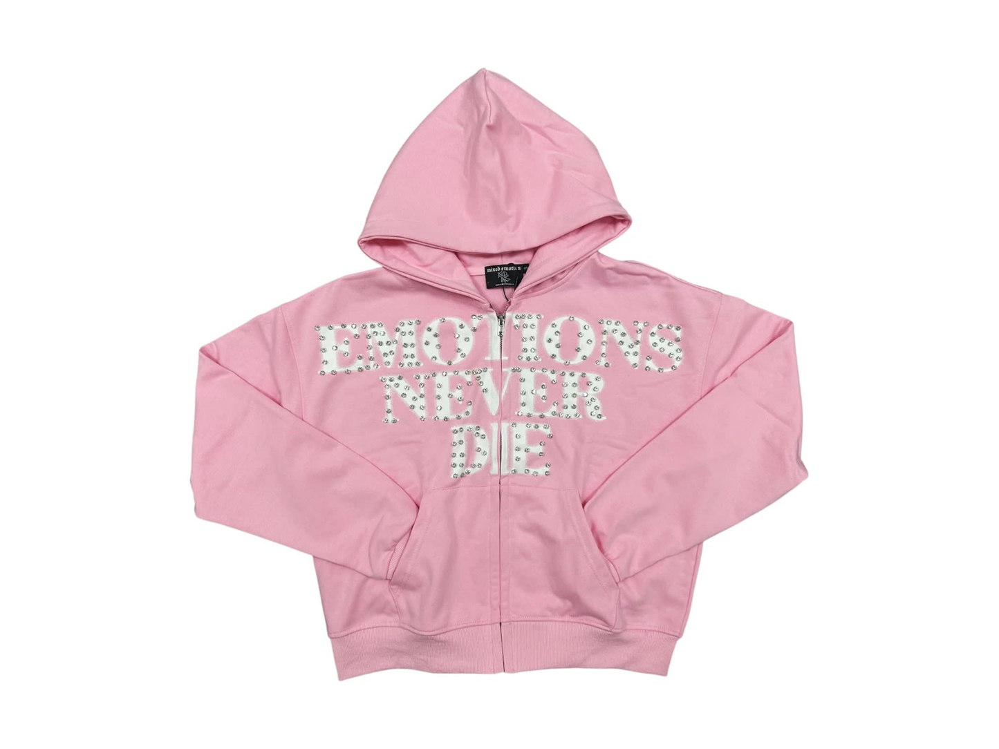 Mixed Emotion End Rhinestone Hoodie Pink
