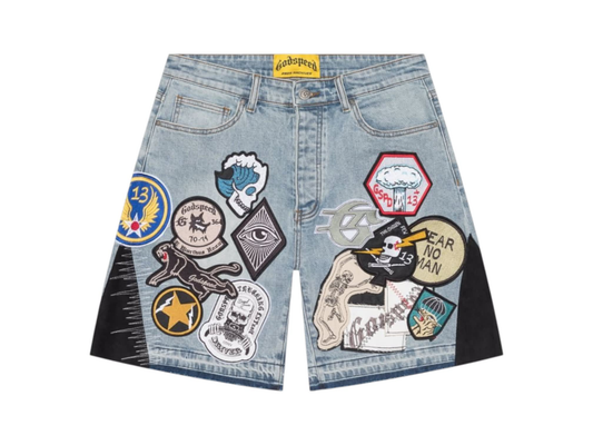Godspeed Patchwork Denim Shorts V2 Blue
