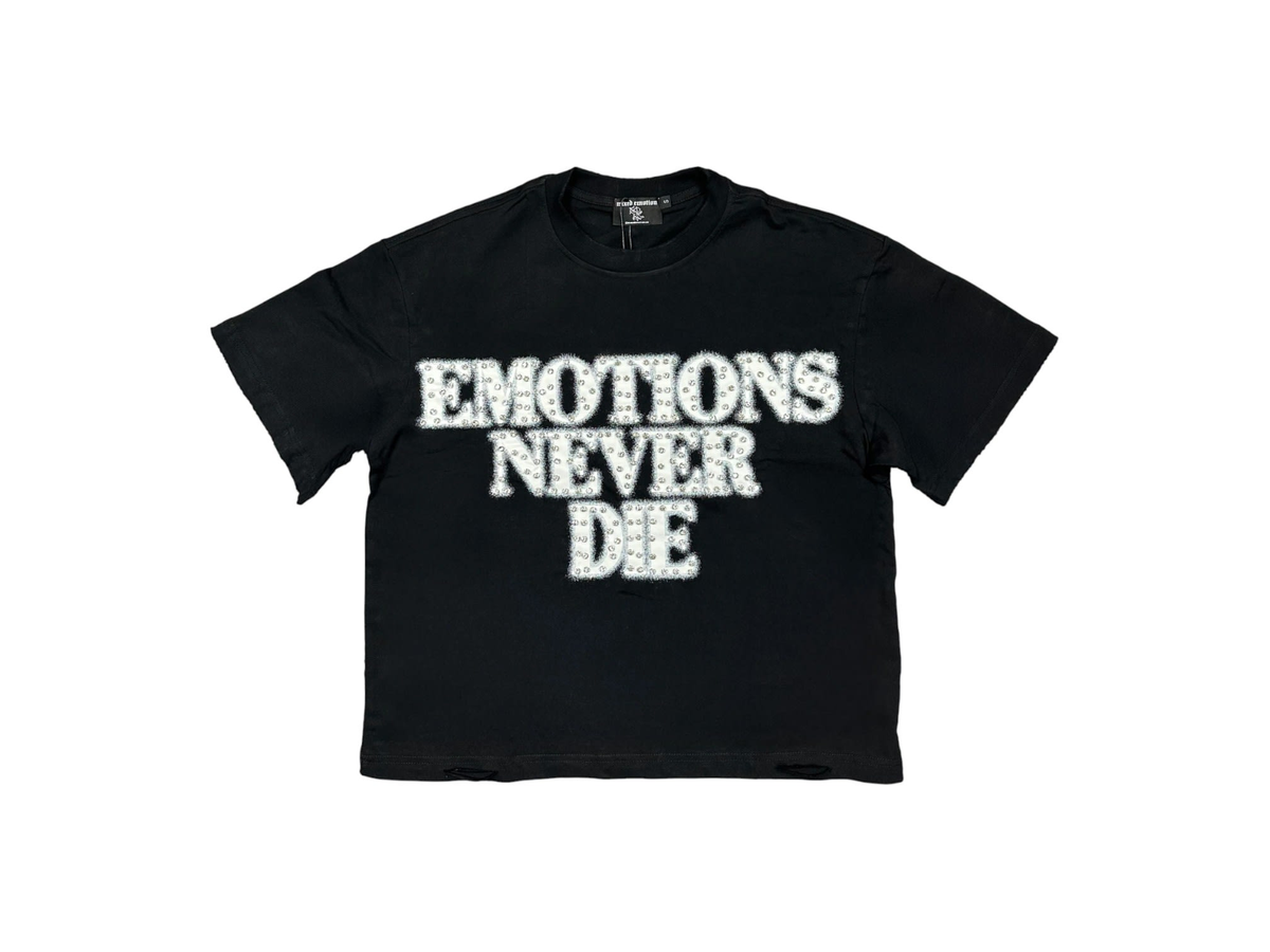 Mixed Emotion End Rhinestone T-Shirt Black