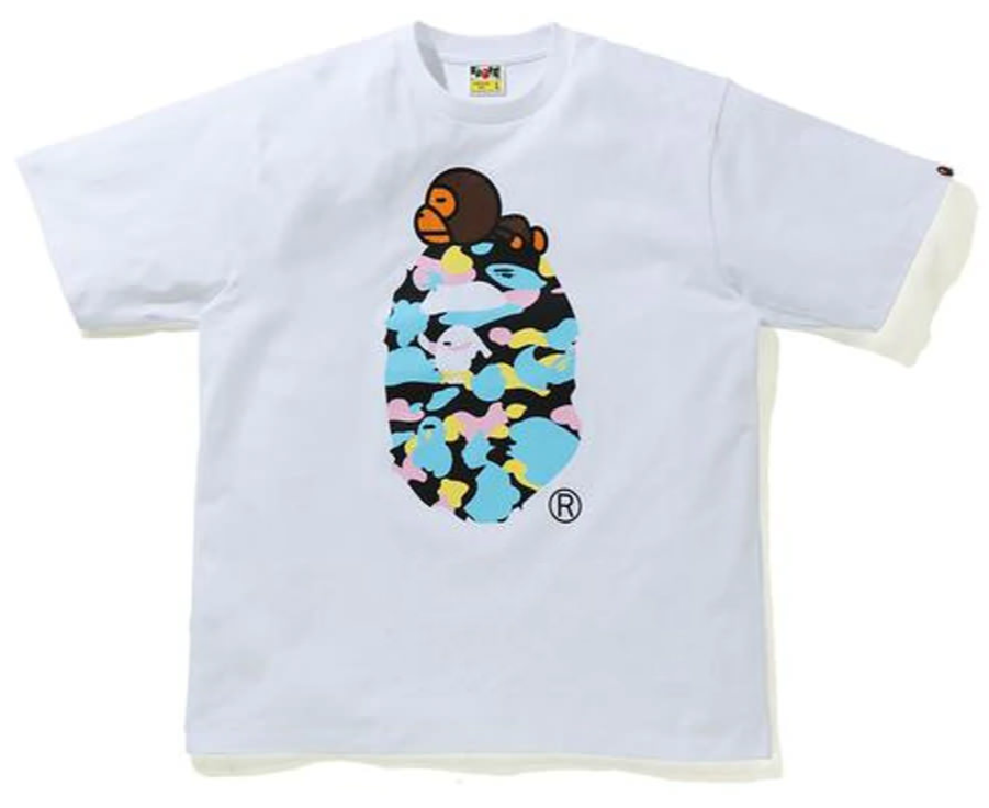 BAPE ABC Milo On Big Ape Head T-Shirt White/Multi Camo