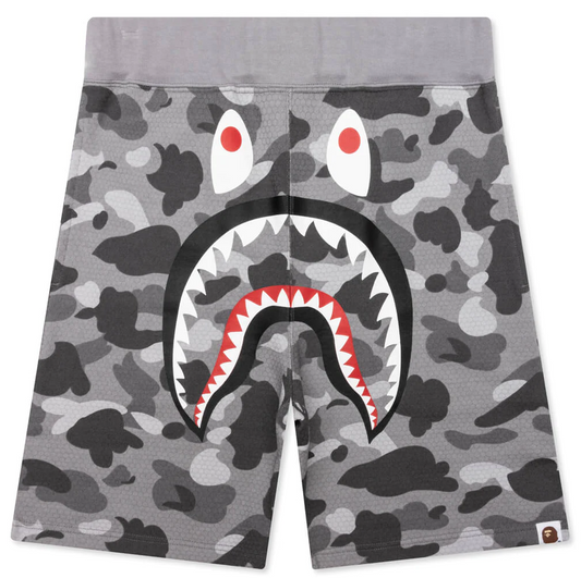 BAPE Honeycomb Camo Shark Sweatshorts Gray