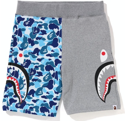 BAPE ABC Camo Side Shark Sweatshorts Blue/Grey