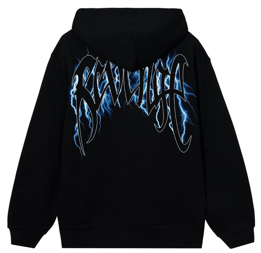 Revenge Blue Lightning Arch Logo Hoodie Black